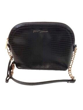 Betsey Johnson Black Snakeskin-Embossed Crossbody Bag | EUC